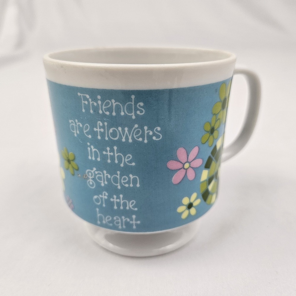 Vintage Ceramic Mug "Friends are the Flowers in the Garden of Life" Retro 1973